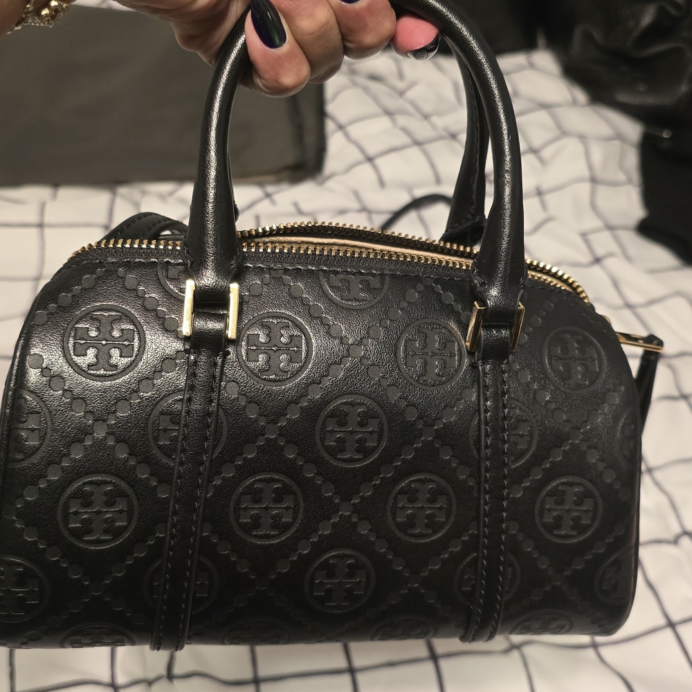 Tory Burch Mini T Monogram Barrel Bag Leather